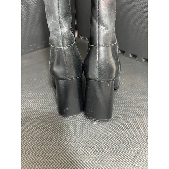 Free People Gogo Boots Black Leather Rave Festival Chunky Heel Knee High Size 10 - Picture 6 of 11